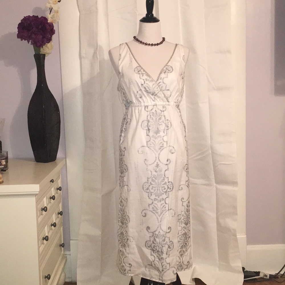 LOFT white dress with silver detail